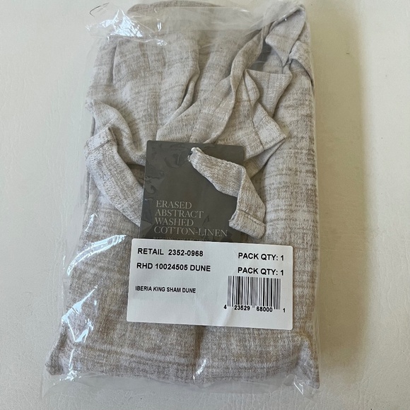 Restoration Hardware King Erased Abstract Washed Cotton-Linen Pillow Sham - Picture 2 of 7